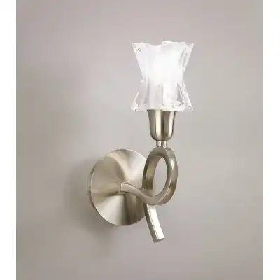 Alaska Wall Lamp Switched 1 Light L1 SGU10, Satin Nickel, CFL Lamps INCLUDED