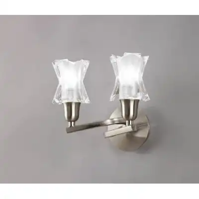 Alaska Wall Lamp Switched 2 Light L1 SGU10, Satin Nickel, CFL Lamps INCLUDED