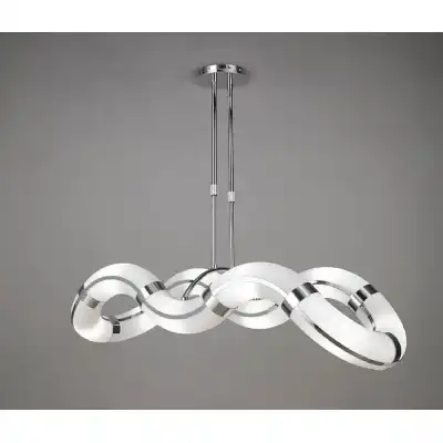 Guss Telescopic GU10 8 Light L1 SGU10 Oval Curved , Polished Chrome White Acrylic, CFL Lamps INCLUDED