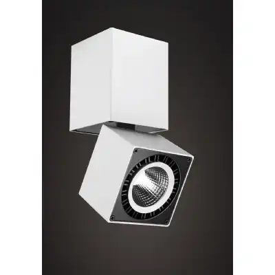 Columbretes Spotlight 7.6cm Square 12W LED 3000K, 1040lm, Matt White, 3yrs Warranty