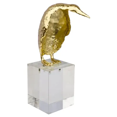 Gold Penguin on Crystal Plinth – Large
