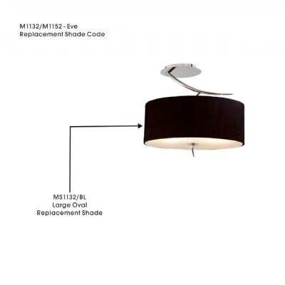 Eve Large Oval Black Wrinkle Fabric Shade Semi Flush, Suitable For M1132 1152, 260mmx450mmx170mm