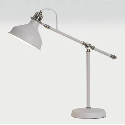 Brent Adjustable Table Lamp, 1 x E27, Sand White Satin Nickel White