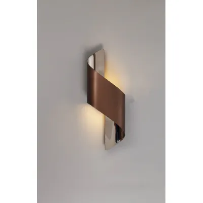 Chichester Wall Lamp Small, 1 x 8W LED, 3000K, 640lm, Satin Brown Polished Chrome, 3yrs Warranty