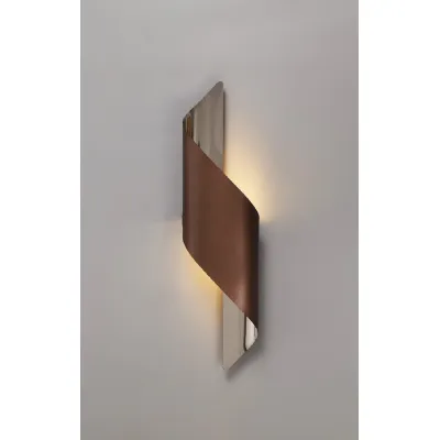 Chichester Wall Lamp Large, 1 x 8W LED, 3000K, 640lm, Satin Brown Polished Chrome, 3yrs Warranty