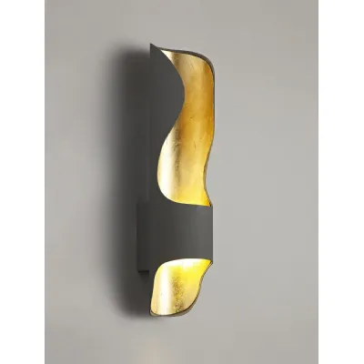 Charing Wall Lamp, 1 x 8W LED, 3000K, 640lm, Anthracite Gold Leaf, 3yrs Warranty