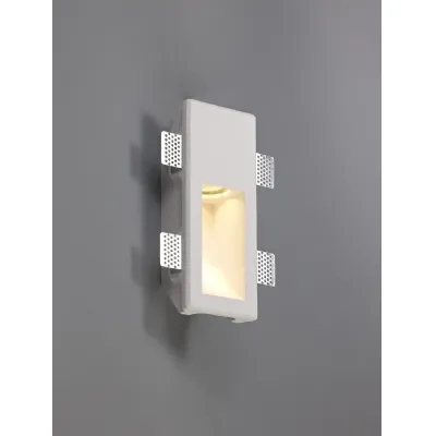Tilbury Small Recessed Wall Lamp, 1 x GU10, White Paintable Gypsum, Cut Out: L:253mmxW:103mm