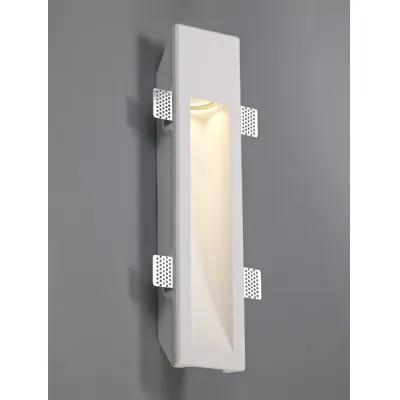 Tilbury Large Recessed Wall Lamp, 1 x GU10, White Paintable Gypsum, Cut Out: L:453mmxW:103mm