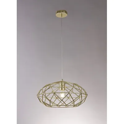 Bloomsbury Elliptical Sphere Pendant, 1 x E27, Polished Brass