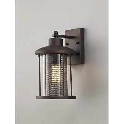 Hampstead Large Wall Lamp, 1 x E27, Antique Bronze Clear Glass, IP54, 2yrs Warranty