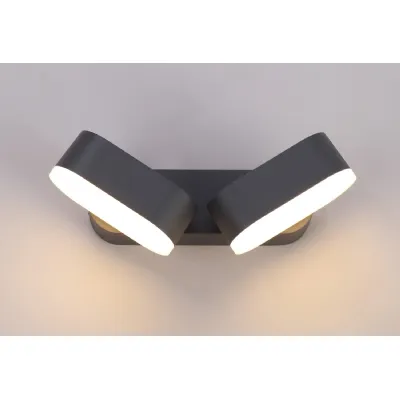 South Bank 2 Light Adjustable Wall Lamp, 2 x 6W LED, 3000K, 780lm, IP54, Anthracite, 3yrs Warranty