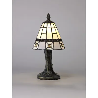 Faversham Tiffany Table Lamp, 1 x E14, Cream Grey Clear Crystal Shade
