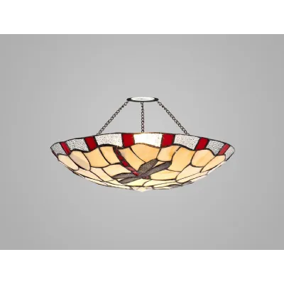 Cranleigh 35cm Tiffany Non electric Uplighter Shade, Red Cream Clear Crystal
