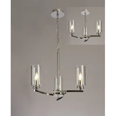 Buckingham Pendant Semi Flush, 3 x E14, Polished Nickel