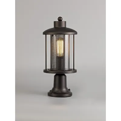 Hampstead Pedestal Lamp, 1 x E27, Antique Bronze Clear Glass, IP54, 2yrs Warranty