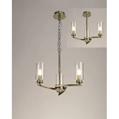 Buckingham Pendant Semi Flush, 3 x E14, Antique Brass