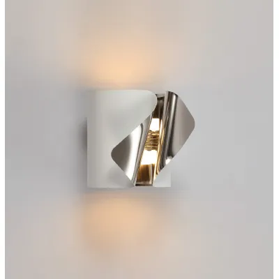 Whitehall Wall Lamp, 1 x 7W LED, 3000K, 490lm, Sand White Polished Chrome, 3yrs Warranty