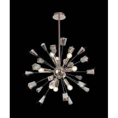 *Lingfield Pendant Sputnik, 9 Light E14, Polished Nickel Crystal