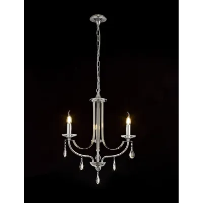 Crawley Pendant 3 Light E14 Polished Chrome Satin Nickel Clear Crystal