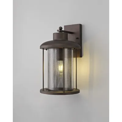 Hampstead Extra Large Wall Lamp, 1 x E27, Antique Bronze Clear Glass, IP54, 2yrs Warranty