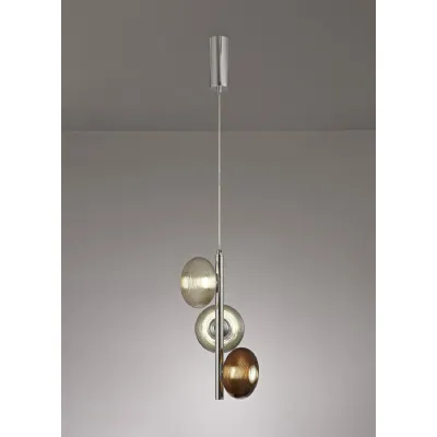 Haslemere Multiple Pendant, 3 x 8W LED, 4000K, Smoked, Copper And Champagne Polished Chrome, 3yrs Warranty