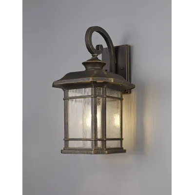 Ealing Large Wall Lamp, 1 x E27, Brushed Black Gold Seeded Glass, IP54, 2yrs Warranty