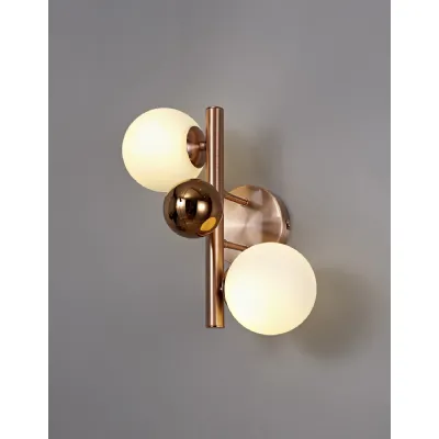 Hook Wall Lamp, 2 x G9, Antique Copper Opal And Copper Glass