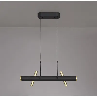 Surrey Linear Pendant , 4 x 2W LED, 3000K, 1120lm, Sand Black, Gold, 3yrs Warranty