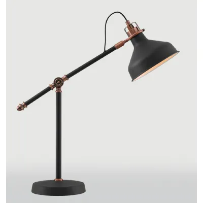 Brent Adjustable Table Lamp, 1 x E27, Graphite Copper White