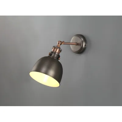 Savoy Adjustable Wall Lamp, 1 x E27, Antique Silver Copper White