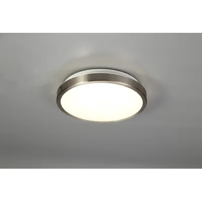 Southall Ceiling, 1 x 12W LED, 4000K, 3 Step Dimmable, 565lm, IP44, Satin Nickel White, 3yrs Warranty