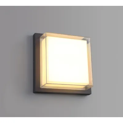 Chelsea Wall Lamp, 1 x 16W LED, 3000K, 1135lm, IP65, Anthracite Opal Clear PC, 3yrs Warranty