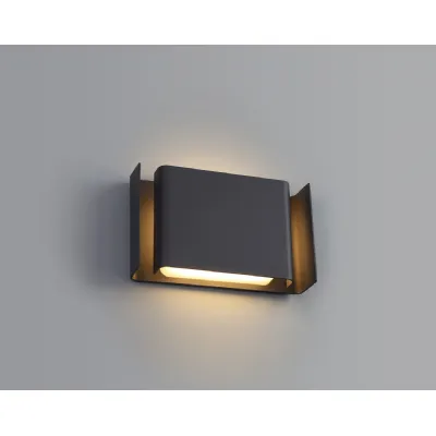 Theale Wall Lamp, 2 x 6W LED, 3000K, 535lm, IP54, Anthracite, 3yrs Warranty