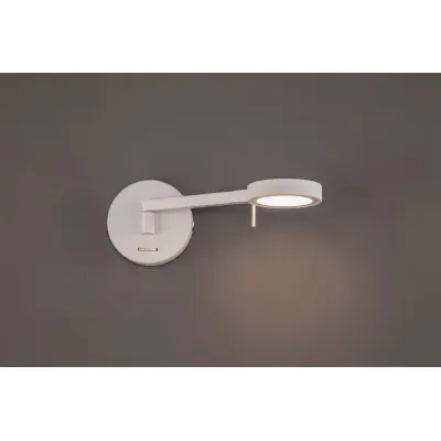 Harrow Switched Adjustable Wall Lamp Reader, 1 x 8W LED, 3000K, Sand White, 3yrs Warranty