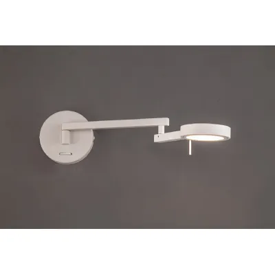 Harrow Switched Adjustable Swing Arm Wall Lamp Reader, 1 x 8W LED, 3000K, Sand White, 3yrs Warranty