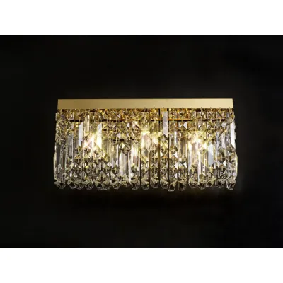Boreham 50x24cm Rectangular Large Wall Lamp, 3 Light E14, Gold Crystal