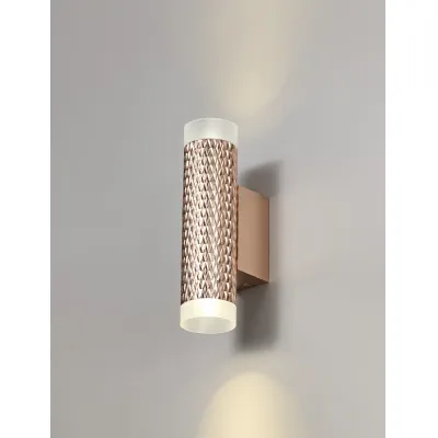 Lenham 2 Light Wall Lamp GU10, Rose Gold Acrylic Rings