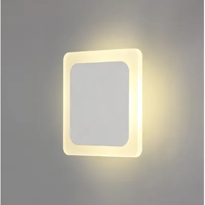 Edgware Magnetic Base Wall Lamp, 12W LED 3000K 498lm, 15 19cm Square Centre, Sand White Acrylic Frosted Diffuser
