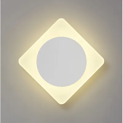 Edgware Magnetic Base Wall Lamp, 12W LED 3000K 498lm, 15cm Round 19cm Diamond Centre, Sand White Acrylic Frosted Diffuser