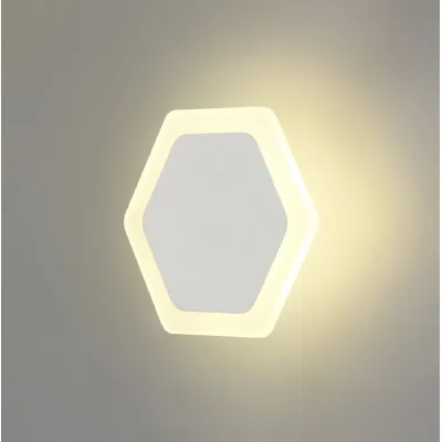 Edgware Magnetic Base Wall Lamp, 12W LED 3000K 498lm, 15 19cm Horizontal Hexagonal Centre, Sand White Acrylic Frosted Diffuser