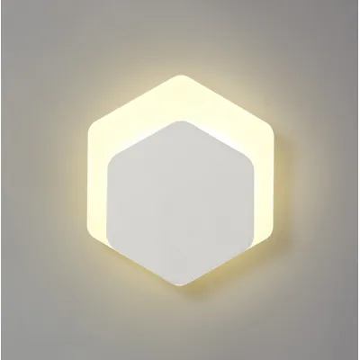 Edgware Magnetic Base Wall Lamp, 12W LED 3000K 498lm, 15 19cm Vertical Hexagonal Bottom Offset, Sand White Acrylic Frosted Diffuser