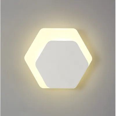 Edgware Magnetic Base Wall Lamp, 12W LED 3000K 498lm, 15 19cm Horizontal Hexagonal Right Offset, Sand White Acrylic Frosted Diffuser