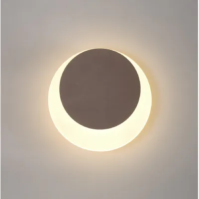 Edgware Magnetic Base Wall Lamp, 12W LED 3000K 498lm, 15 19cm Round Top Offset, Coffee Acrylic Frosted Diffuser