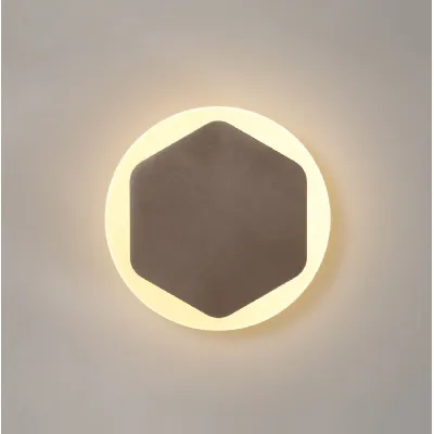 Edgware Magnetic Base Wall Lamp, 12W LED 3000K 498lm, 15cm Vertical Hexagonal 19cm Round Centre, Coffee Acrylic Frosted Diffuser