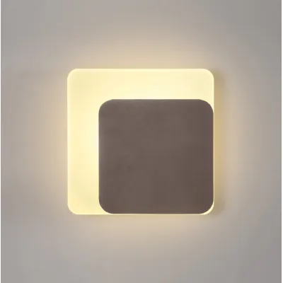 Edgware Magnetic Base Wall Lamp, 12W LED 3000K 498lm, 15 19cm Square Right Offset, Coffee Acrylic Frosted Diffuser