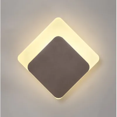 Edgware Magnetic Base Wall Lamp, 12W LED 3000K 498lm, 15 19cm Diamond Bottom Offset, Coffee Acrylic Frosted Diffuser