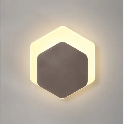 Edgware Magnetic Base Wall Lamp, 12W LED 3000K 498lm, 15 19cm Vertical Hexagonal Bottom Offset, Coffee Acrylic Frosted Diffuser