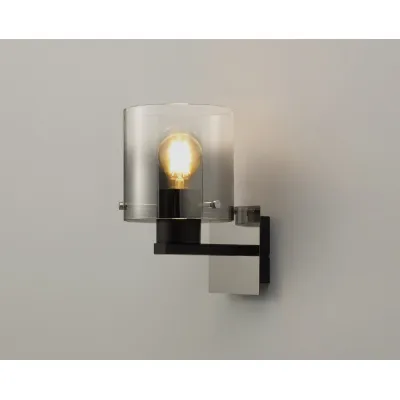 Islington Single Switched Wall Lamp, 1 Light, E27, Black Smoke Fade Glass