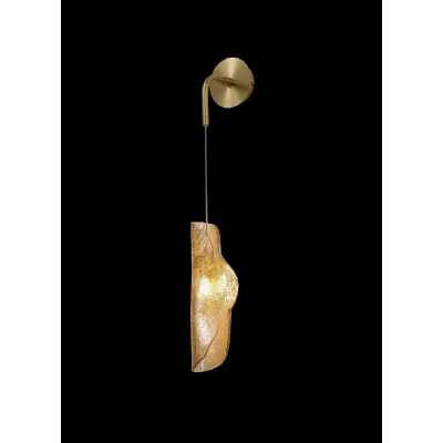 Sidcup Wall Light, 1 x G9, Brass Polished Chrome And Cognac Glass