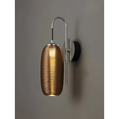 Soho Switched Wall Lamp, 1 x 6W LED, 4000K, 540lm, Polished Chrome Black With Copper Glass, 3yrs Warranty